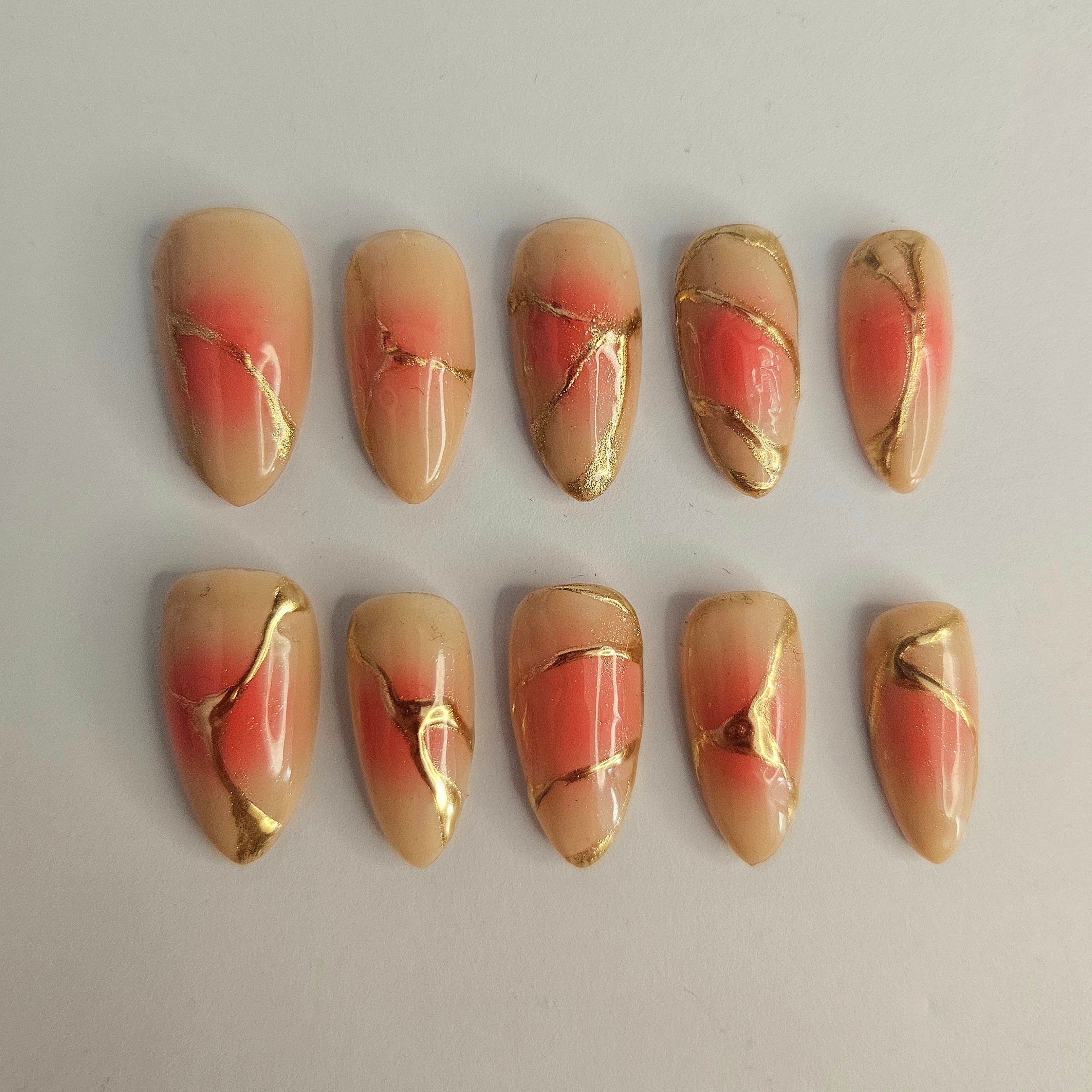 Solar Aura Almond Press-On Nails