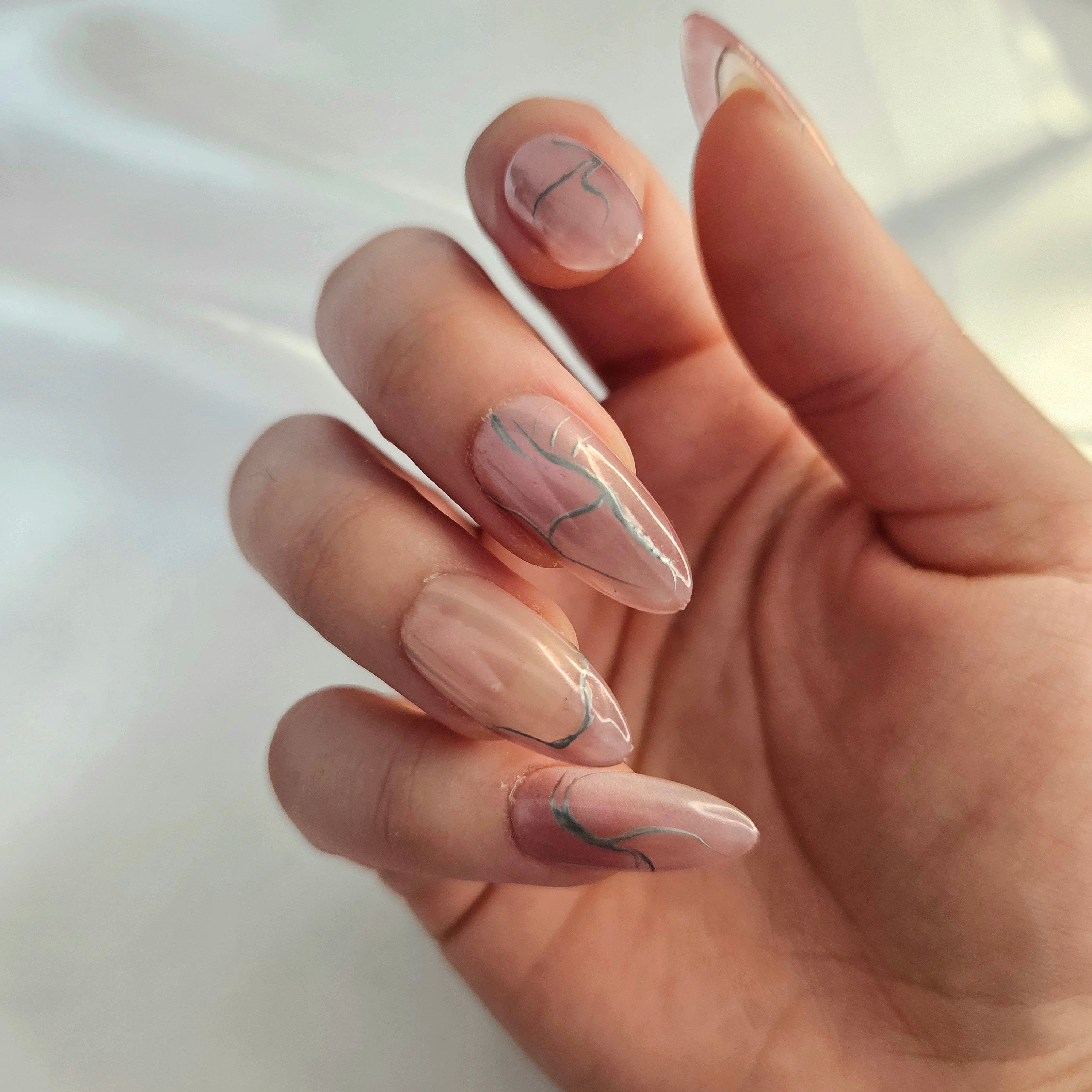 Rose Chrome Cybersigil Almond Press-On