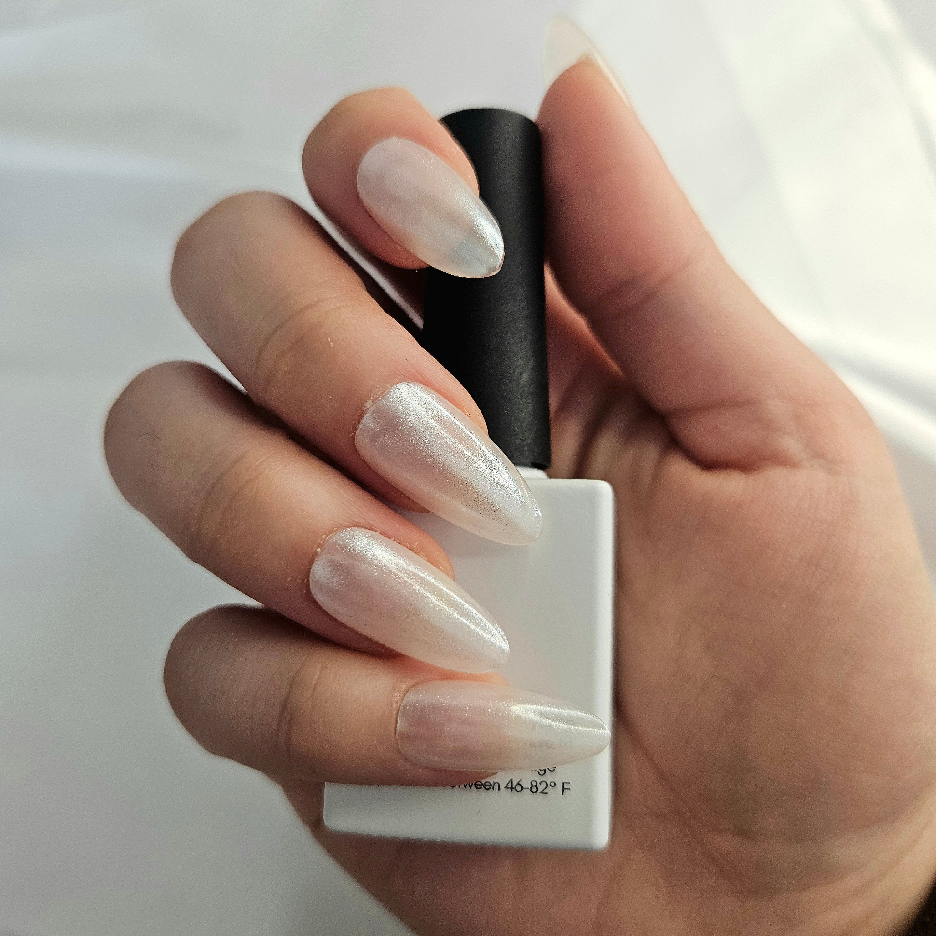 Milky Opal Almond Press-on nails