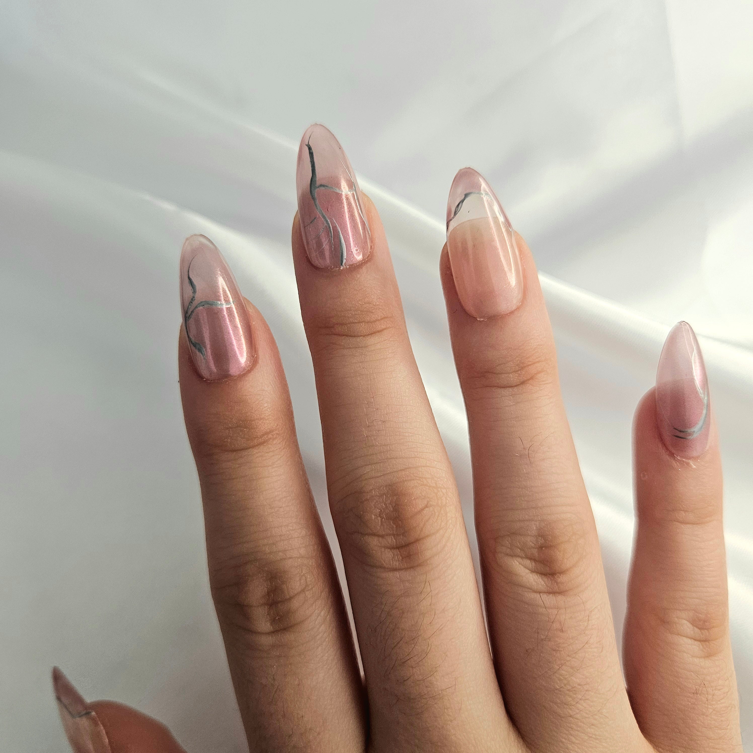 Rose Chrome Cybersigil Almond Press-On