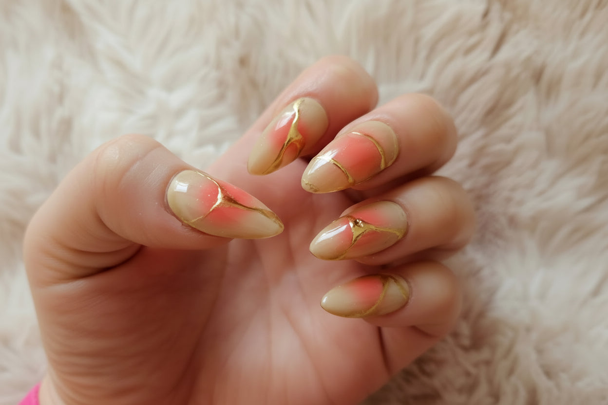 Solar Aura Almond Press-On Nails