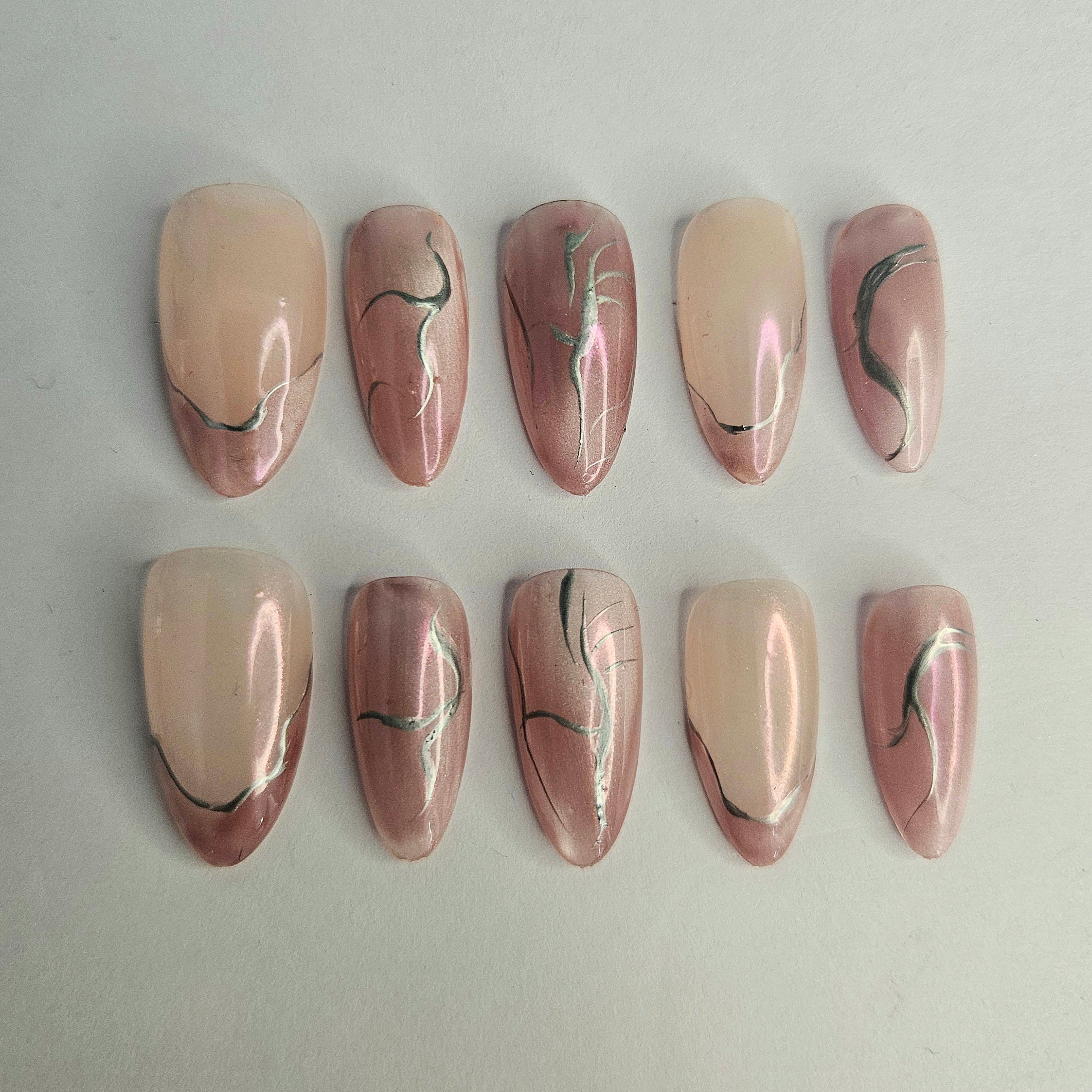 Rose Chrome Cybersigil Almond Press-On