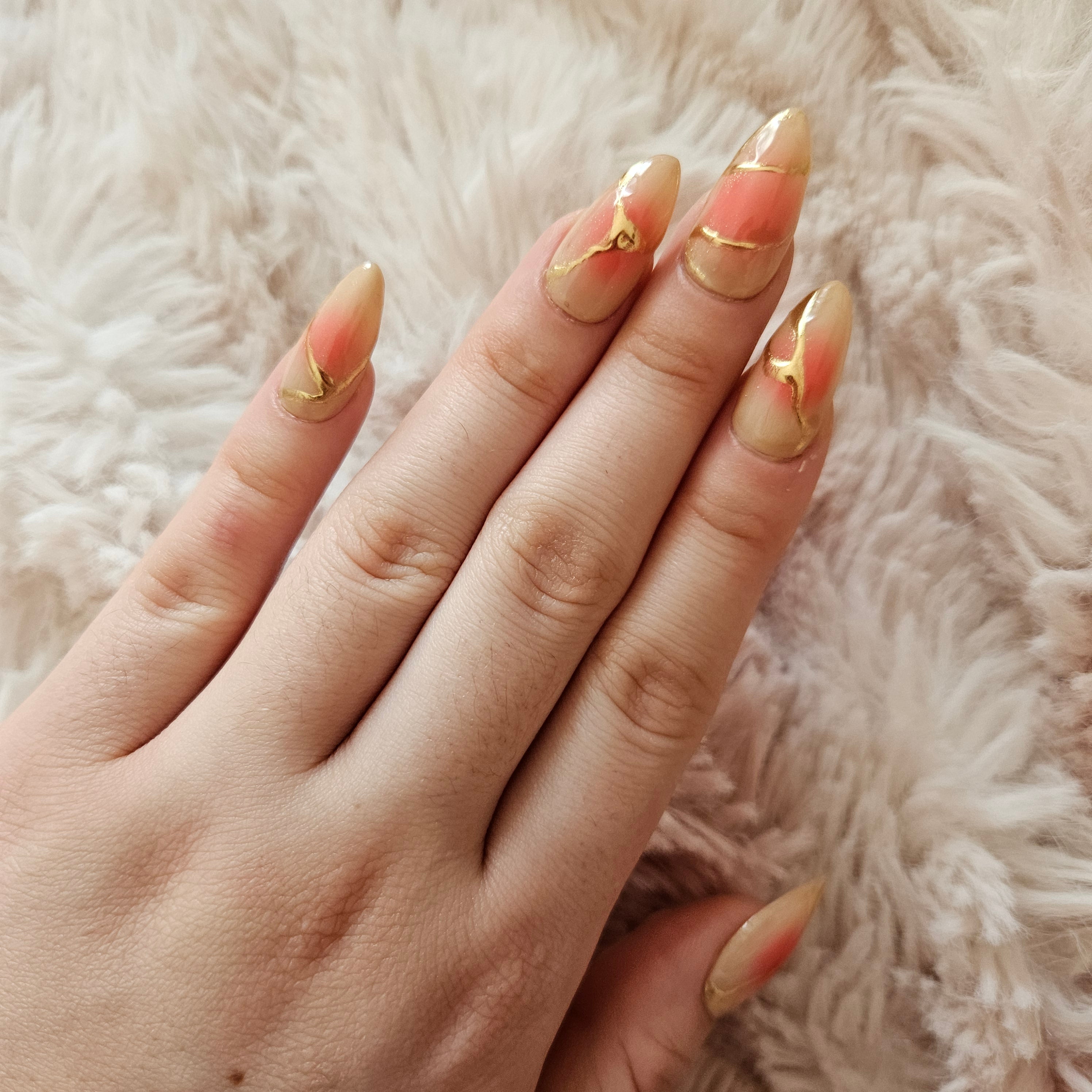 Solar Aura Almond Press-On Nails